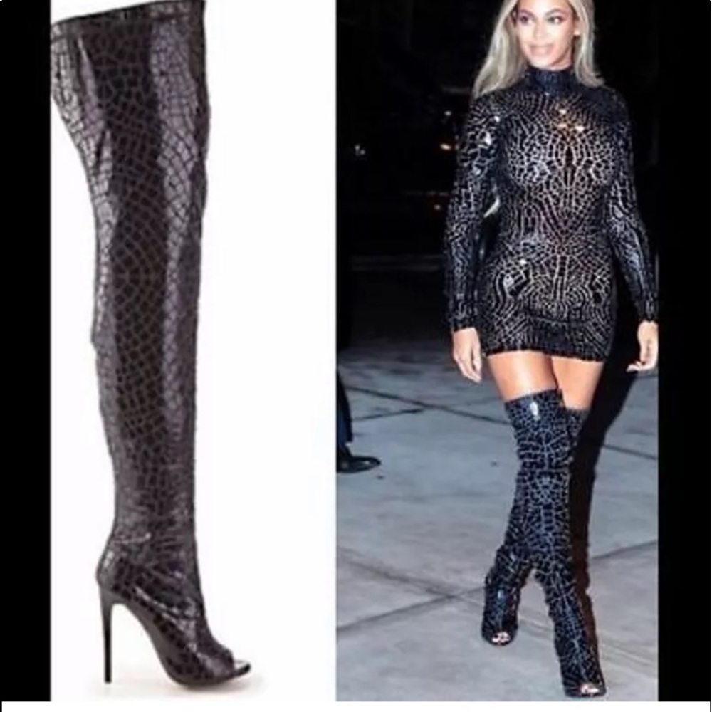 BEBE Brinley Open Toe Heel over the knee boots